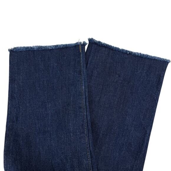 LEVI'S Orange Tab Overalls Jumpsuit Sz 25 Blue Raw Fringe Hem - Picture 14 of 14